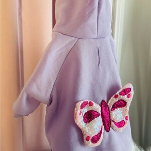 Dog 🐶 Lilac Hoodie with Pink Sequin Butterfly